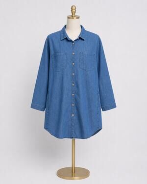 Blue Wash Chambray Button Down Tunic